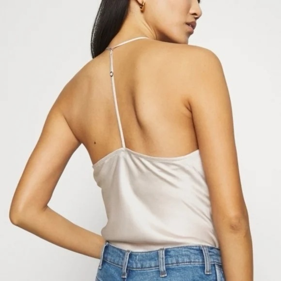 Abercrombie & Fitch Satin Cowl Neck T-Strap Bodysuit - Picture 2 of 12